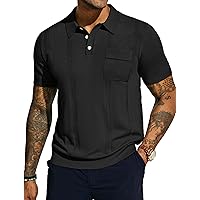 PJ PAUL JONES Mens Polo Shirts Short Sleeve Summer Knit Polo Shirt with Chest Pocket