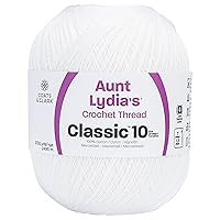 Aunt Lydia Crochet Cotton Jumbo Yarn Thread, 1 Pack, White