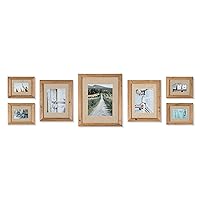 Rustic Wood & Linen Gallery Wall Kit Photo Decorative Art Prints & Hanging Template Picture Frame Set, Multi Size - 11