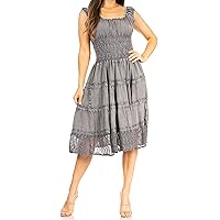Sakkas Womens Mid Length Spring Maiden Ombre Peasant Dress