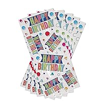Beistle 50 Piece Happy Birthday Cellophane Treat Bags for Party Favors, Cookies, Candies, Includes Twist Ties, 4