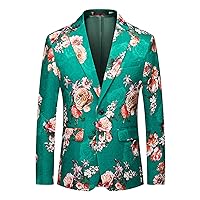 UNINUKOO Mens Floral Tuxedo Suit Jacket Casual Dress Party Flower Pattern Blazer for Men