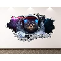 Astronaut Cat Wall Decal Art Decor 3D Smashed Space Sticker Poster Kids Room Mural Custom Gift BL203 (22