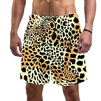 Leopard Print Mens Swim Trunks Quick Dry Swim Shorts with Mesh Lining Swimwear Bathing Suits