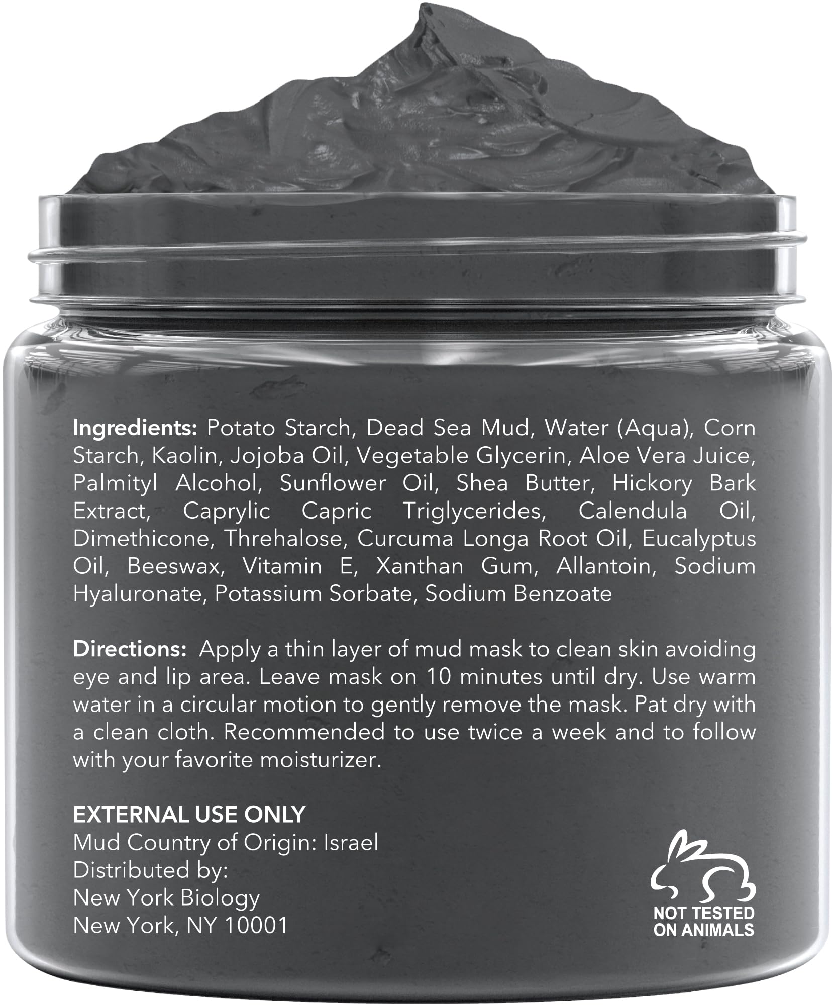 New York Biology Dead Sea Mud Mask for Face and Body Infused with Eucalyptus with 3 pcs Face Mask Brush Applicators - Spa Quality Pore Reducer for Acne, Blackheads and Oily Skin