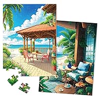 Dementia Puzzles for Elderly, Pack of 2-60 Piece Jigsaw Puzzle, Alzheimer’s Products and Activities for Seniors Blossoms by The Sea (2 in 1)