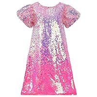2Bunnies Girl Toddler Ombre Pastel Gradient Shimmer Sparkle Colorful Sequin Birthday Dress
