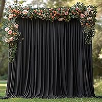 10x10ft Wrinkle Free Black Backdrop Curtain for Parties Soft Fabric Drapes Wedding Black Curtain Backdrop for Birthday Party Decorations Background for Photography 5x10ft, 2 Panels