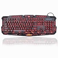 Gaming Backlit Keyboard Crack 3 Colors Computer USB Wired Colorful Crack Breathing Light Waterproof
