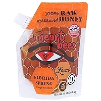 I HEART BEES - Florida Spring With Orange Blossom Honey - 10 Ounces - Raw and Unfiltered Honey, Kosher Certified