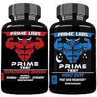 Prime Test Testosterone Booster (60 Count) + Night Duty Sleep Supplement (60 Count)