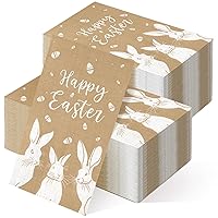 200 Pcs Easter Wood Color Napkins Happy Easter Guest Napkins Disposable Cute Easter Bunny Paper Napkins Easter Party Napkins Spring Easter Bunny Design for Home Family Dinner Holiday Supplies