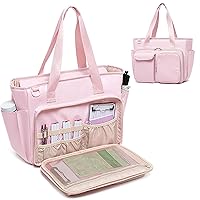 Fasrom Teacher Tote Bag with Laptop Compartment, Teacher Work Bag for Women and Teaching Supplies, Pink (Patent Design)