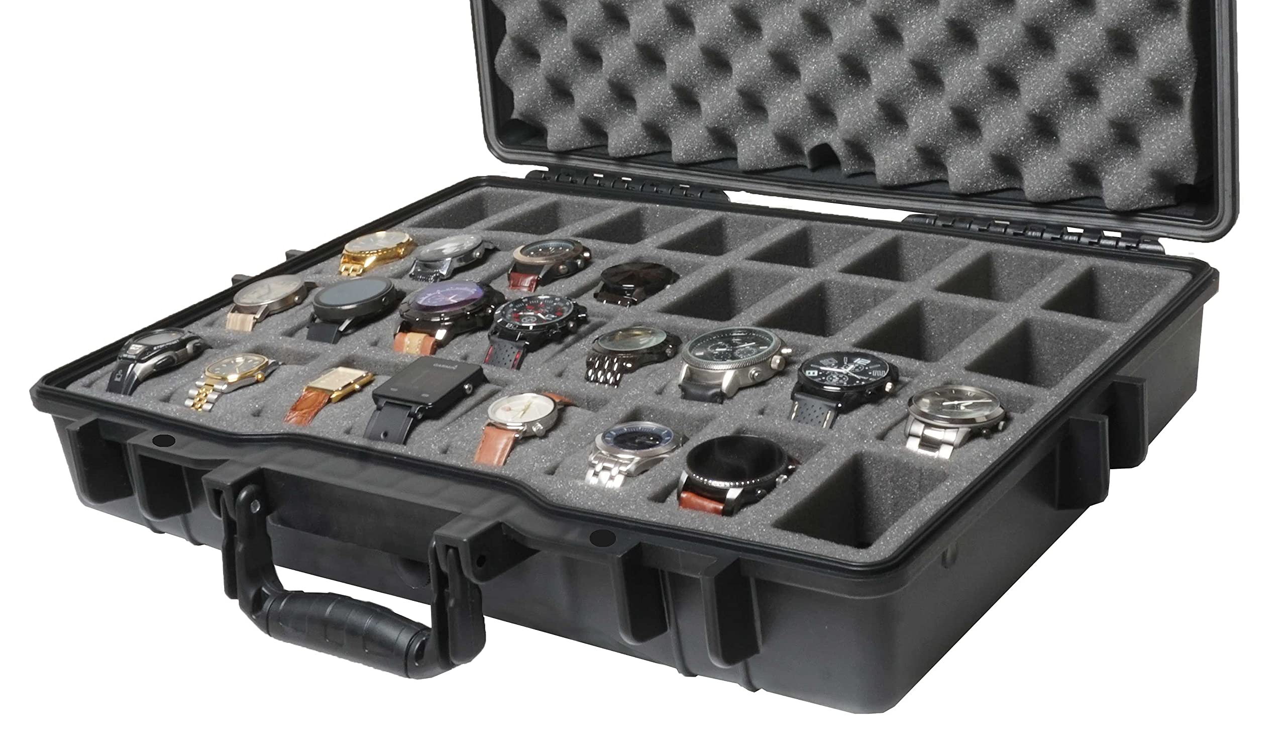 Case Club 32 Watch Carry Case - Organize & Protect Your Watch Collection in a Heavy Duty, Waterproof, Travel & Storage Case - For Men's & Women's Watches of Various Sizes in a Padlockable Display Box