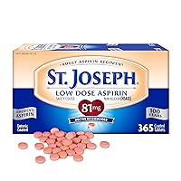 St. Joseph Aspirin Pain Reliever (NSAID) 81mg, Enteric Safety Coated, Adult Low Dose Regimen, 365 ct (1 Year Supply)
