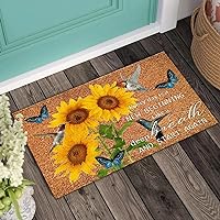 Natural Coir Doormat Every Day is a New Beginning Take a Deep Breath Coconut Coir Outside Rugs with Heavy Duty PVC Backing Non-Slip Decor for Patio Outside Entry 24x36in