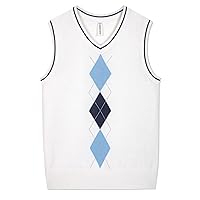 BOBOYOYO Boys Argyle Sweater Vest 100% Cotton V-Neck Vest Kids Uniform Sleeveless Sweaters for Children 5-12Y