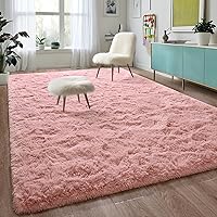 DweIke Fluffy Area Rugs for Living Room Bedroom, 4x6 ft Plush High Pile Pink Rug for Kids Girls Bedroom Nursery Home Decor, Non-Slip Super Soft Shaggy Washable Rugs Indoor Floor Carpets, Pink