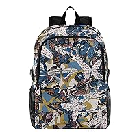 ALAZA Colorful Bright Summer Butterfly Hiking Backpack Packable Lightweight Waterproof Dayback Foldable Shoulder Bag for Men Women Travel Camping Sports Outdoor