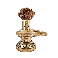 GURU JEE™ Handmade Brass Statue Small Shivling Shivlingam with Snake Idol Sculpture Murti for Home Mandir Temple Religious Gifts Showpiece