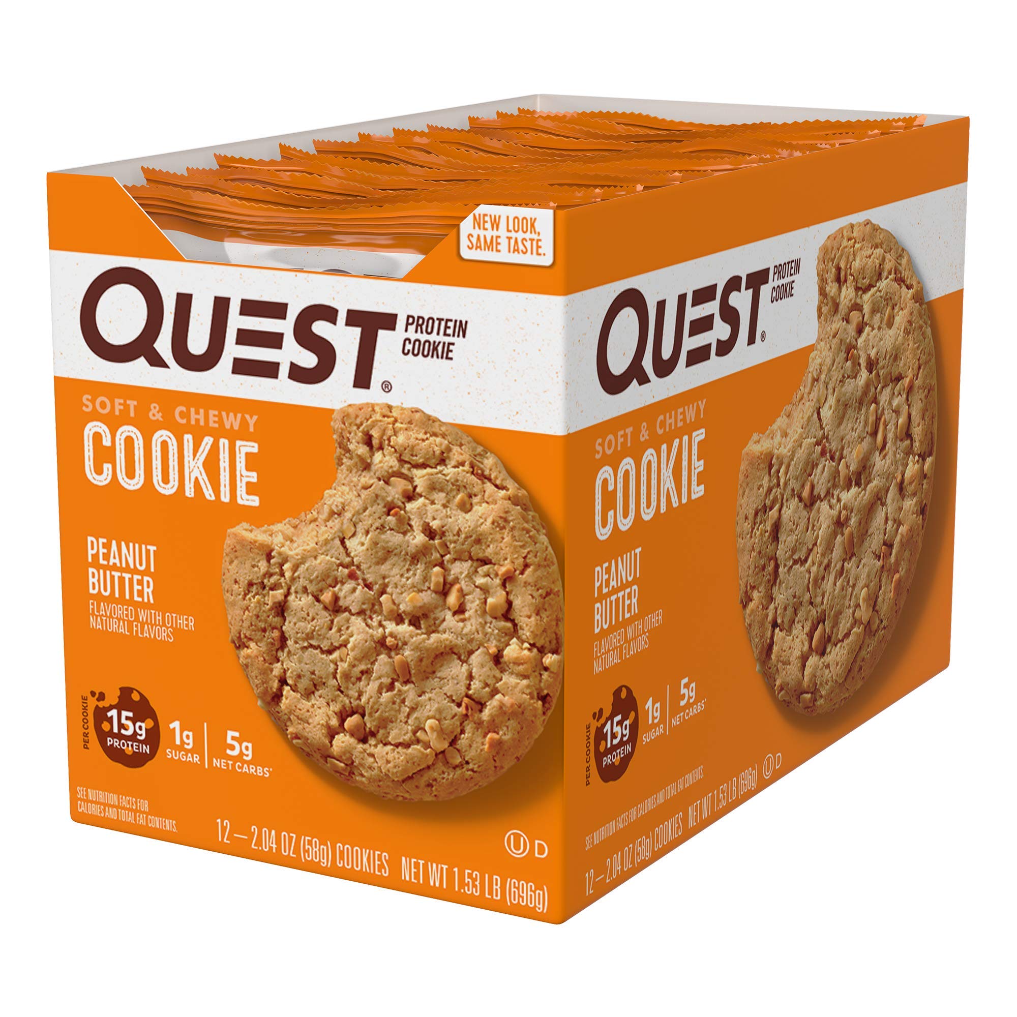 Quest Nutrition Protein Cookie, Peanut Butter,2.04 Ounce, Pack of 12