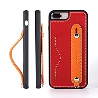 hanatora] iPhone 8Plus / iPhone 7plus Case Leather Grip Case Leather Strap Assorted Italian Cowhide Nume Top Operating Card Storage Stand Function Men's Women's Red/Orange CGH-8Plus-Red-OG-US