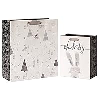 Papyrus Baby Gift Bags (Rabbit and Forest) for Baby Showers, New Baby, Baptisms, Christenings and All Baby Occasions (2 Bags, 1 Jumbo 18