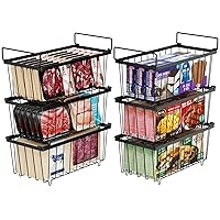 iSPECLE Freezer Storage Bins - 6 Pack Stackable Deep Freezer Organizer Bins for Most 7 Cu.FT Chest Freezer Sort and Organizer Frozen Food, Wire Basket with Handles Easy to Get Food from Bottom, Black