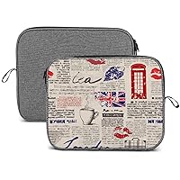 Retro UK Newspaper London Laptop Sleeve Bag Protective Notebook Case Briefcase Carrying Laptop Cover for Business Travel