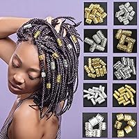100 PCS Iron Dreadlock Beads Metal hair jewelry for Women Braids Gold Hair Accessories Silver Hair Rings Adjustable Cuffs Braiding Hair Decoration Clips (B)