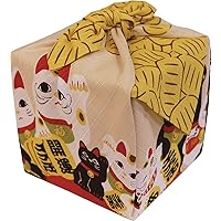 Japanese wrapping cloth FUROSHIKI MANEKI-NEKO HAPPY CAT MADE IN JAPAN 50cm