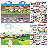 3D Transportation Puffy Sticker Play Set Kids 2-4 Toys Gifts Sticker Book Vehicles Cars Window Clings Decals for Toddlers Airplane Transportation Party Supplies Decorations 100 Reusable Puffy Stickers