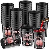 50 Pcs 40th Birthday Party Cups Cheers to 40 Years Plastic Cups 8 Oz Pink Gold Cheers to Birthday Party Cups for 40th Birthday Party Favors Decorations Men Women Wedding Anniversary Supplies