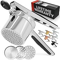 PriorityChef Large 15oz Potato Ricer With 3 Discs, Heavy Duty Stainless Steel Potato Ricer for Mashed Potatoes, Potato Masher, Press and Ricer Kitchen Tool, Black