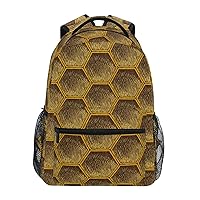 ALAZA Honeycomb Bee Pattern Backpack for Women Men,Travel Trip Casual Daypack College Bookbag Laptop Bag Work Business Shoulder Bag Fit for 14 Inch Laptop