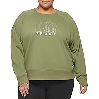 DKNY Women's Plus Size Center Logo Crewneck Pullover