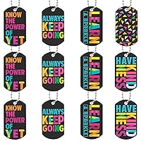 Stylish Assorted Multicolor Confetti Dog Tag Metal Necklaces - 2