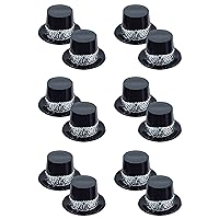 12 Piece Silver Stardust Top Hats For Happy New Year Party Supplies