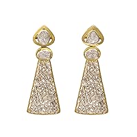 2.00 ctw Polki Diamond Designer handmade finish earring, Luxurious And Timeless Collections of Unique And Bespoke Baguette Diamonds Earring, 925 sterling silver