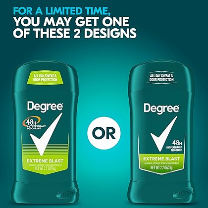 Degree Men Original Antiperspirant Deodorant for Men, Pack of 6, 48-Hour Sweat and Odor Protection, Extreme Blast 2.7 oz