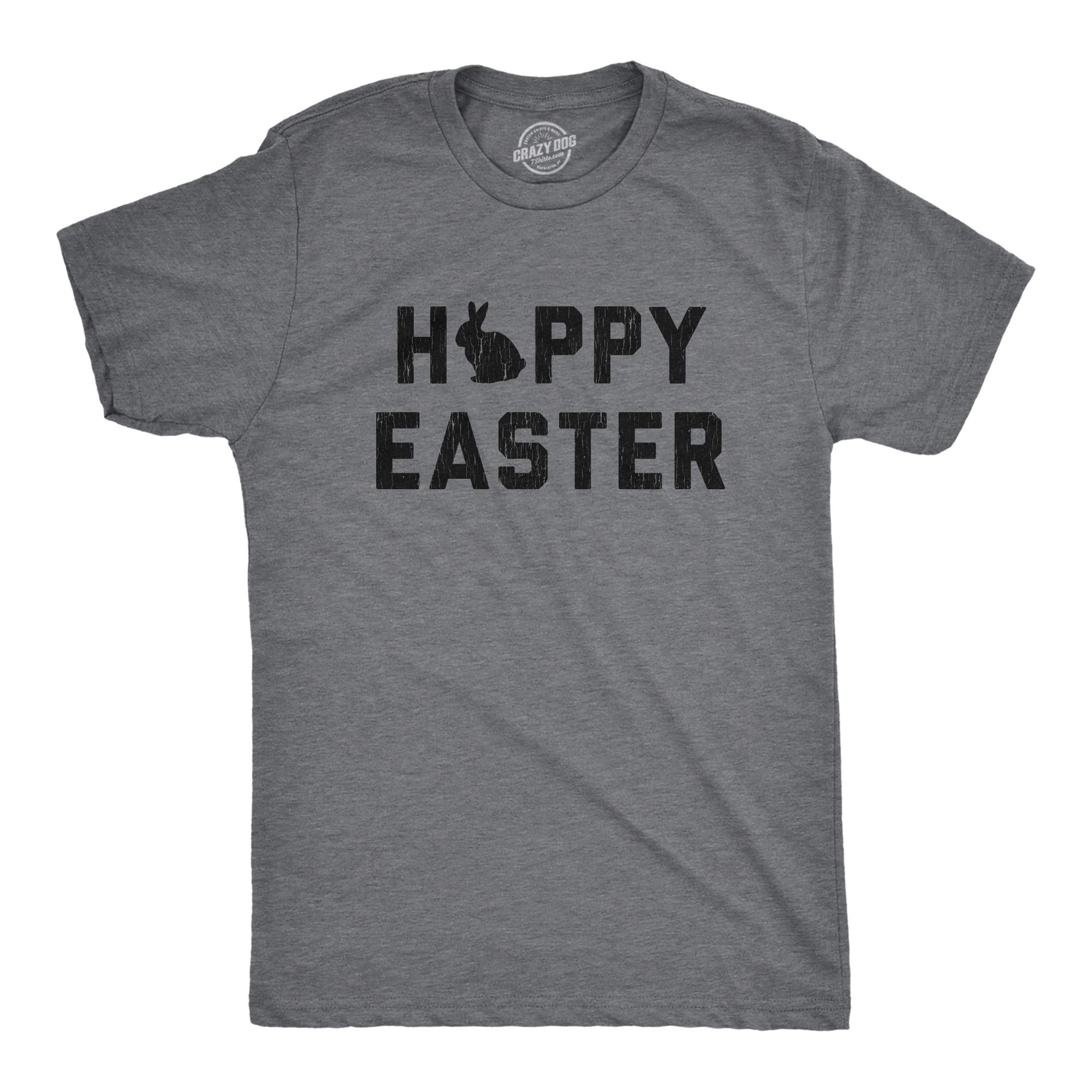 Mens Happy Easter T Shirt Funny Bunny Graphic Cool Tee for Egg Basket Hunt