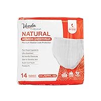 Veeda Natural Adult Incontinence Underwear for Women - Postpartum Underwear for Bladder Leakage Protection - Disposable Underwear with Maximum Absorbency - Small/Medium Size - 14 Count