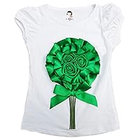 Green Flower White Short Sleeve Shirt Girl's