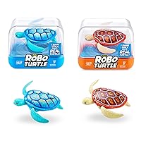 Robo Alive Robo Turtle Robotic Swimming Turtle (Orange + Blue) by ZURU Water Activated, Comes with Batteries, Amazon Exclusive (2 Pack)
