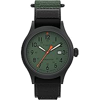 Timex TW4B29800 Men's Expdeition Scout Indiglo Fabric Slip-Thru Strap 3-Hand Analog Watch, green, Classic