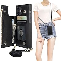Bocasal Crossbody Wallet Case for iPhone 11 with Card Holder,Zipper Card Slot Protector Shockproof Purse Cover with Removable Cross Body Strap 6.1 Inch(Black)