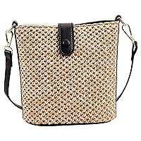 Straw Clutch Purses For Women Woven Straw Beach Sea Handbag Tote Bags With Snap Button Stylish