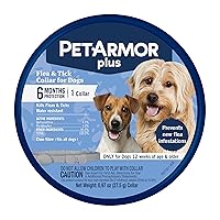 PetArmor Plus Flea & Tick Collar for Dogs, Kills Fleas & Ticks, Long Lasting Protection for 6 Months, Water Resistant, One Size Fits All, 1 Collar