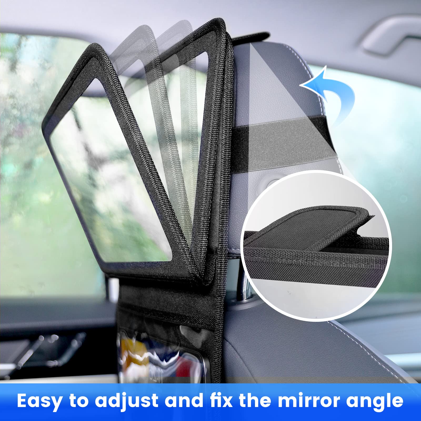 Baby Car Mirror with Touchable Tablet Holder, Adjustable Backseat Mirror for Rear Facing Infant Newborn with Wide and Bright View, Fully Assembled, Stable and Shatterproof for Toddler, Kids