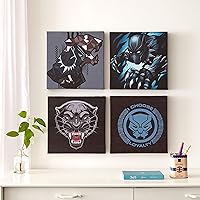 Marvel Black Panther 4 Pack Square Canvas Wall Art Set, 11